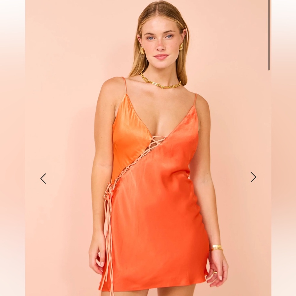 Shona Joy Mia Contrast Lace Up Mini Dress